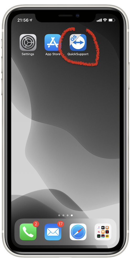 Tap on the QuickSupport icon to open TeamViewer QuickSupport