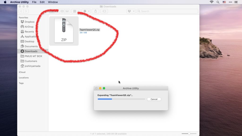 Double click on the TeamViewerQS.zip file in order to expand it